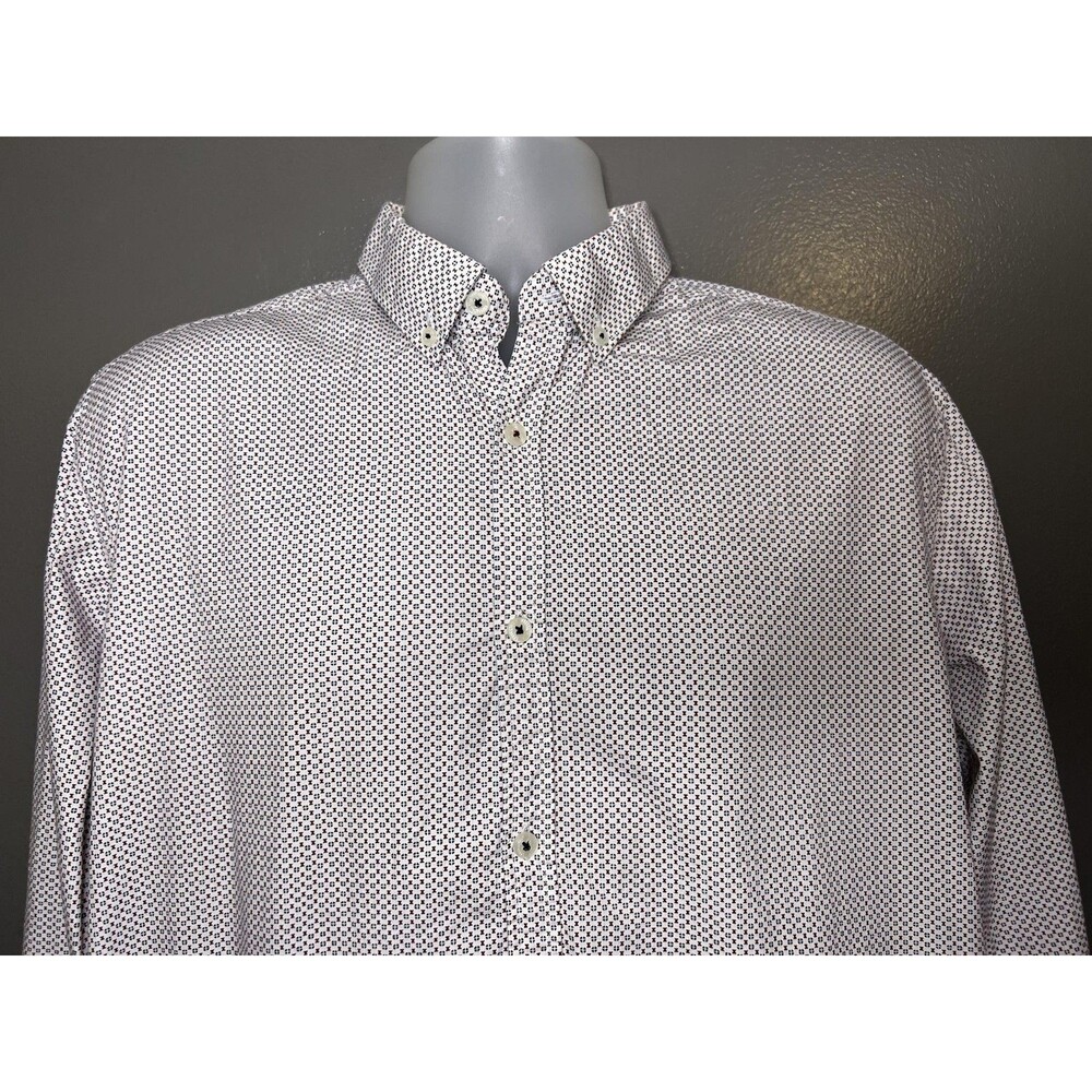 Steel & Jelly Shirt Mens XL White Geometric Button Down Long Sleeve Casual